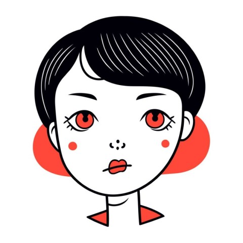 Portrait of a little girl with short hair. Vector illustration.