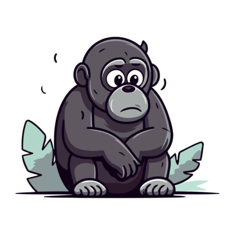 Vector illustration of a gorilla. Cartoon style. Isolated on whi