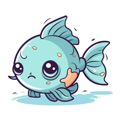 Cute cartoon fish. Vector illustration isolated on a white backg