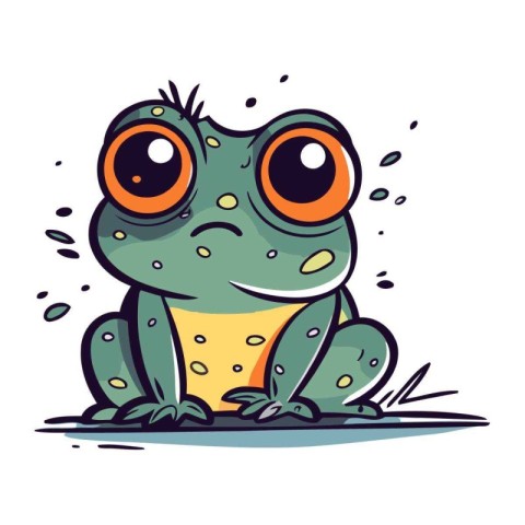 Frog with big eyes. Funny cartoon character. Vector illustration