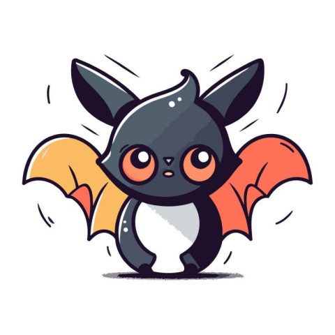 Cute cartoon bat. Vector illustration isolated on a white backgr