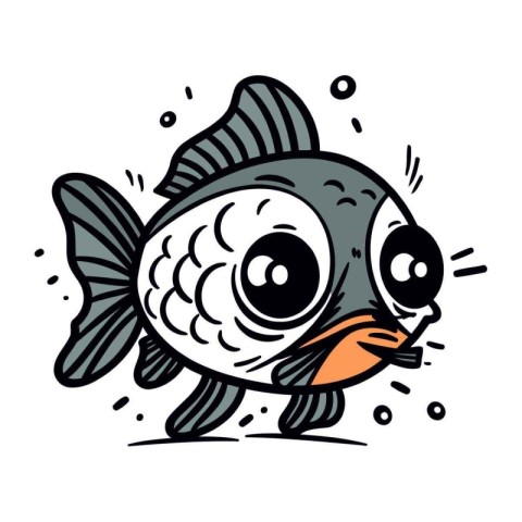 Cute cartoon fish. Vector illustration isolated on a white backg