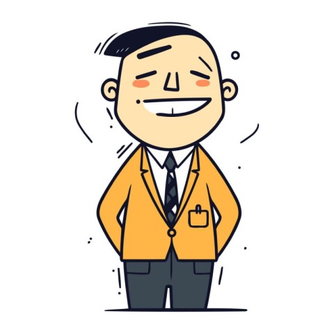 Cartoon happy businessman with thumbs up gesture. Vector illustr