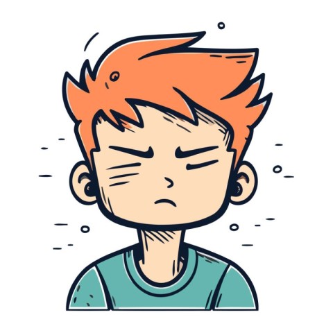 Angry boy cartoon character. Vector illustration in doodle style