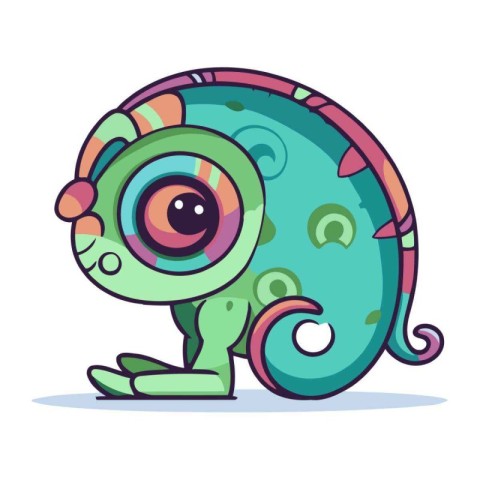 Cartoon Chameleon. Colorful vector illustration in cartoon style