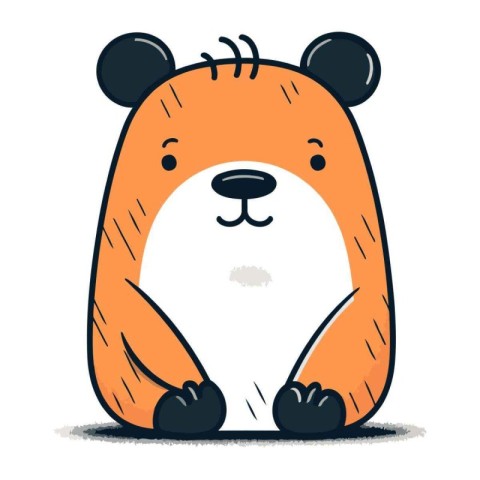 Cute cartoon hamster sitting on the ground. Vector illustration.