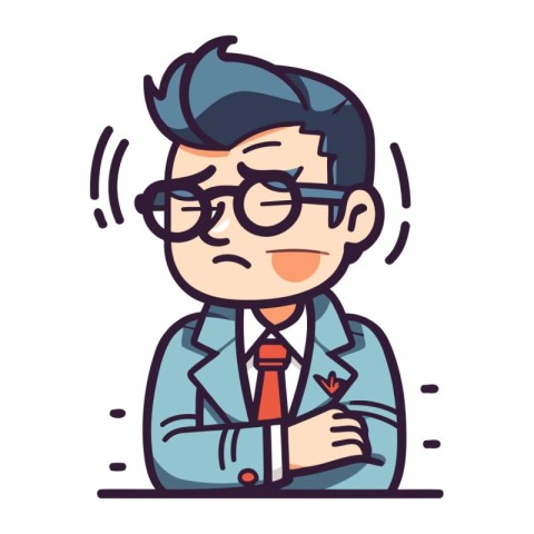 Businessman with glasses. Vector illustration in a flat cartoon