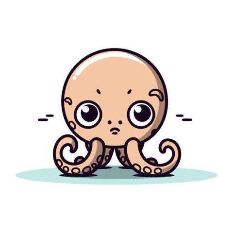 Cute octopus character. Vector illustration in flat cartoon styl