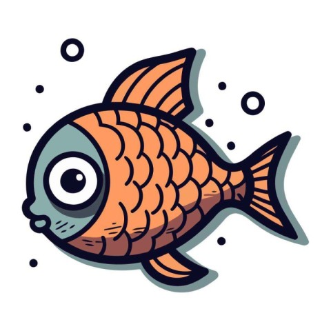 Cute cartoon fish. Vector illustration isolated on a white backg