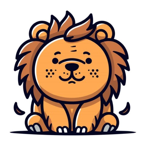 Cute cartoon lion. Vector illustration isolated on a white backg