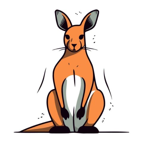 Kangaroo. Cartoon style. Vector illustration on white background