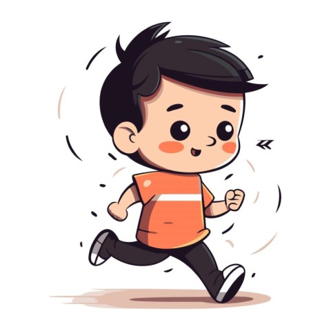 Running Boy   Cute Cartoon Vector Illustration