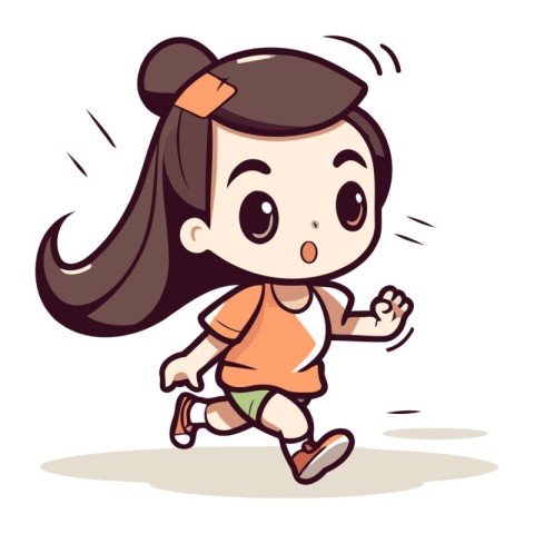 Running Girl   Vector Cartoon Illustration