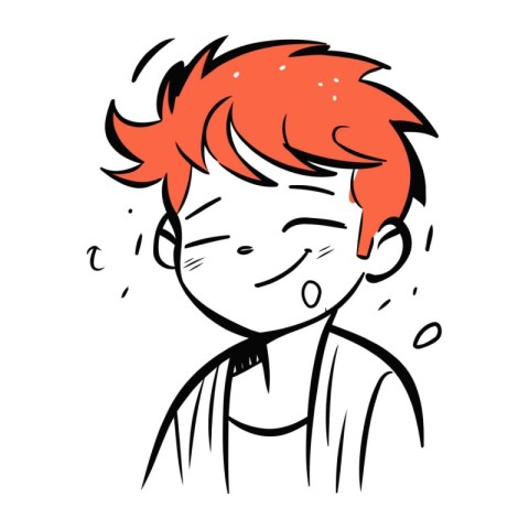 Vector illustration of a red haired boy with a surprised face.