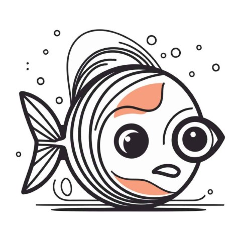 Cute cartoon fish isolated on a white background. Vector illustr