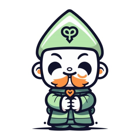 Illustration of a Cute Little Baby Boy in Army Uniform Cartoon C