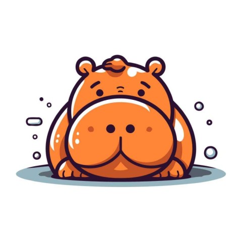 Cute hippopotamus cartoon vector illustration. Cute hippo charac