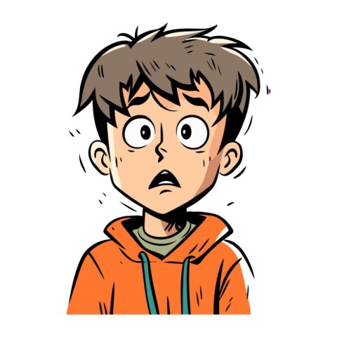 Illustration of a boy with a surprised expression on his face.