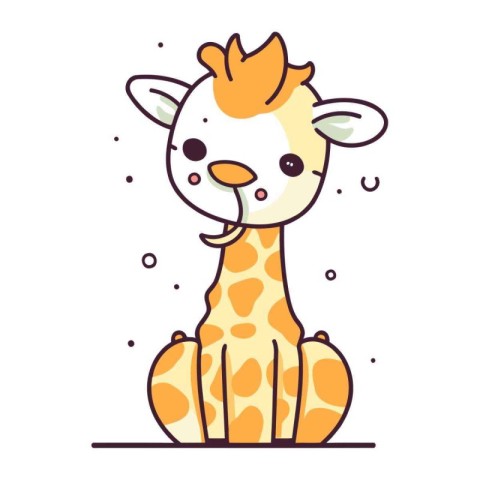 Cute cartoon giraffe. Vector illustration. Isolated on white bac