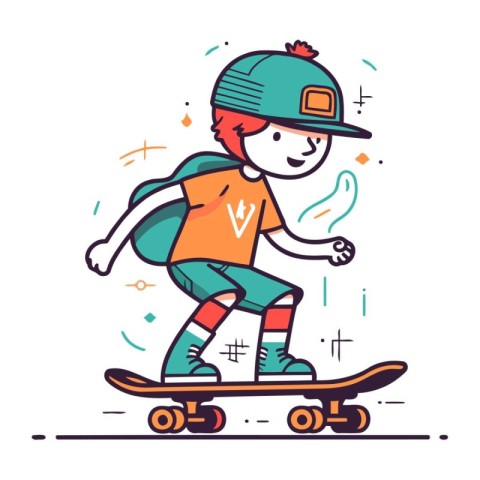 Skateboarder boy on skateboard. Vector illustration in cartoon s