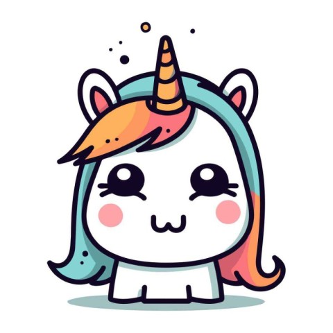 Cute little unicorn. Cute cartoon character. Vector illustration