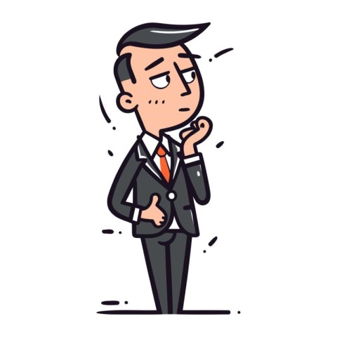 Thinking businessman cartoon character. Vector illustration in d