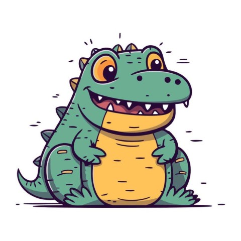 Cute cartoon crocodile. Vector illustration isolated on white ba