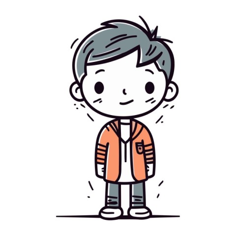 Illustration of a little boy wearing a jacket and standing with