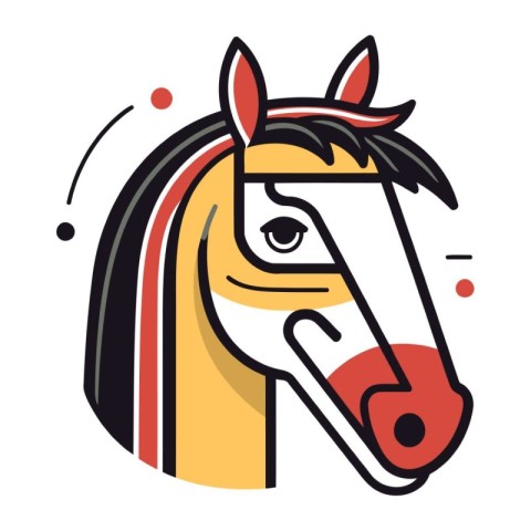 Horse head. Vector illustration in flat linear style on white ba