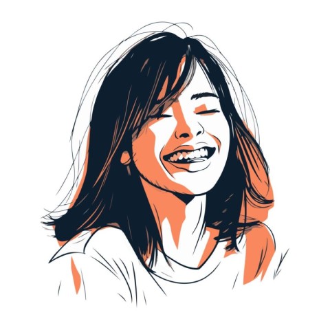 Vector illustration of a beautiful young woman with a smile on h