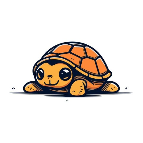 Cute cartoon turtle. Vector illustration isolated on a white bac