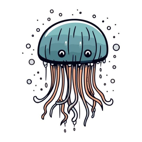 Jellyfish. Hand drawn vector illustration. Isolated on white bac