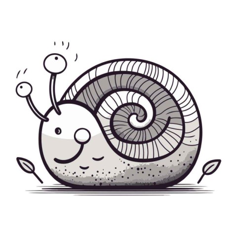 Cute cartoon snail. Hand drawn vector illustration isolated on w