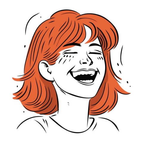 Red haired girl. Vector illustration of a womans face.