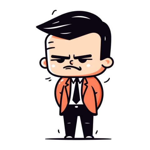 Angry Businessman   Retro Cartoon Vector Illustration