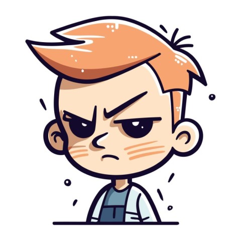 Angry Boy   Cartoon Vector Illustration. Sticker. Label