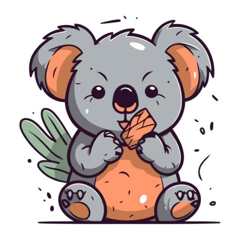 Cute koala with ice cream. Vector illustration of a cute koala.