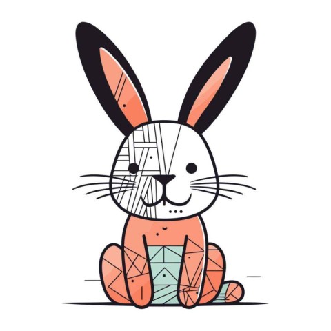 Cute hand drawn vector illustration of a cute cartoon rabbit. Is