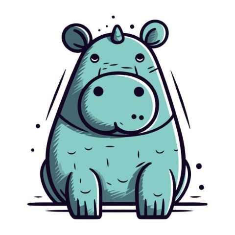 Cute hippo. Vector illustration of a cartoon hippo.