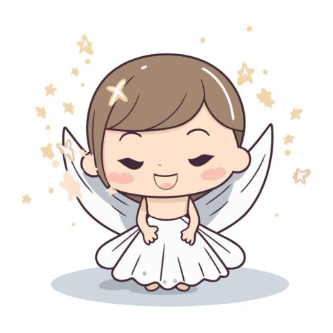 Cute angel girl. Vector illustration. Isolated on white backgrou