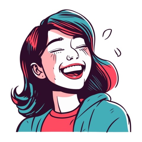 Portrait of a smiling woman. Vector illustration in sketch style