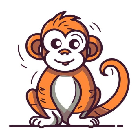 Monkey cartoon character. Vector illustration isolated on a whit