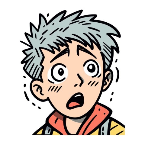 Surprised boy with open mouth. Vector illustration in cartoon st