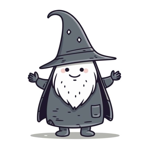 Witch Cartoon Character Vector Illustration. Halloween Mascot Ch