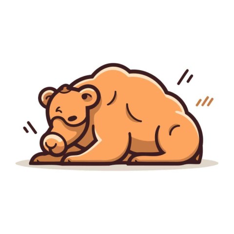 Cute bear sleeping on the ground. Vector illustration in cartoon