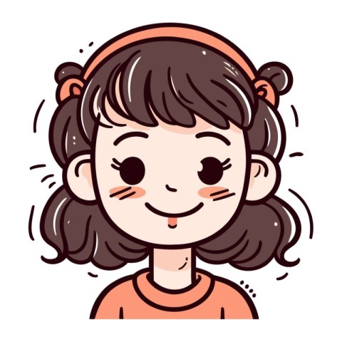 Cute little girl smiling. Vector illustration in doodle style.