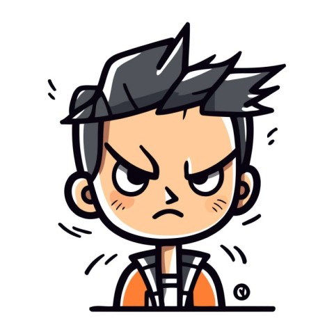 Angry Man   Cartoon Vector Illustration. Sticker. Label