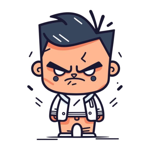 Angry cartoon man in suit. Vector illustration in flat style.