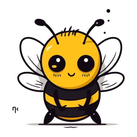 Cute cartoon bee. Vector illustration. Isolated on white backgro