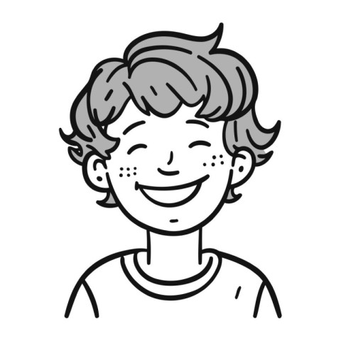 Smiling boy with braces on his teeth. Vector illustration in doo